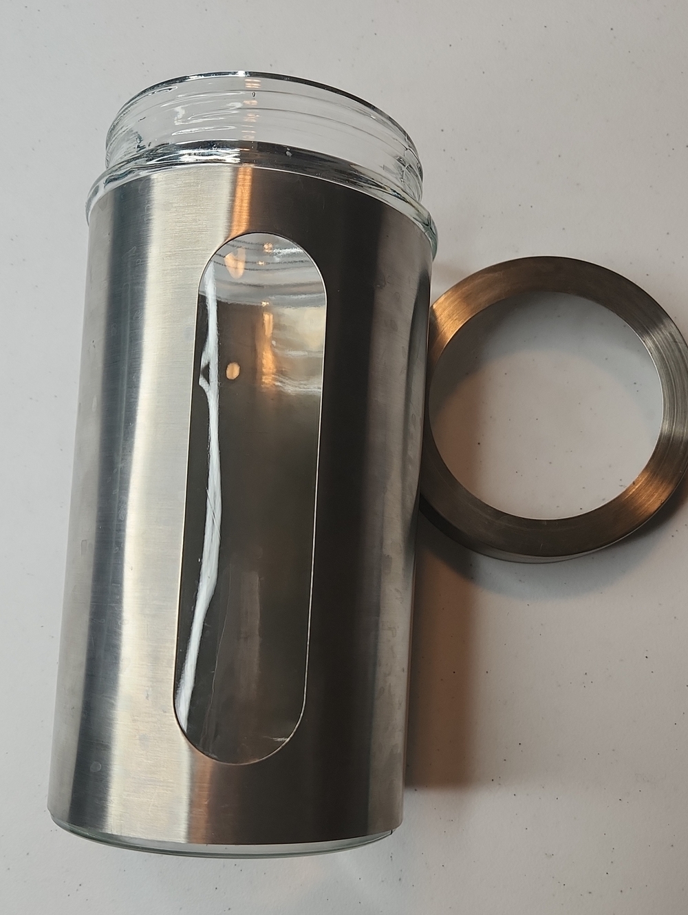 Stainless Steel and Glass Accessory Jar - Silver